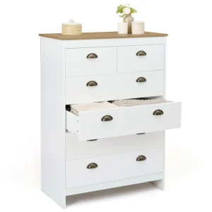 Idmarket Commode 6 Tiroirs Vintage ISIS Bois Et Blanc qualité supérieure 11