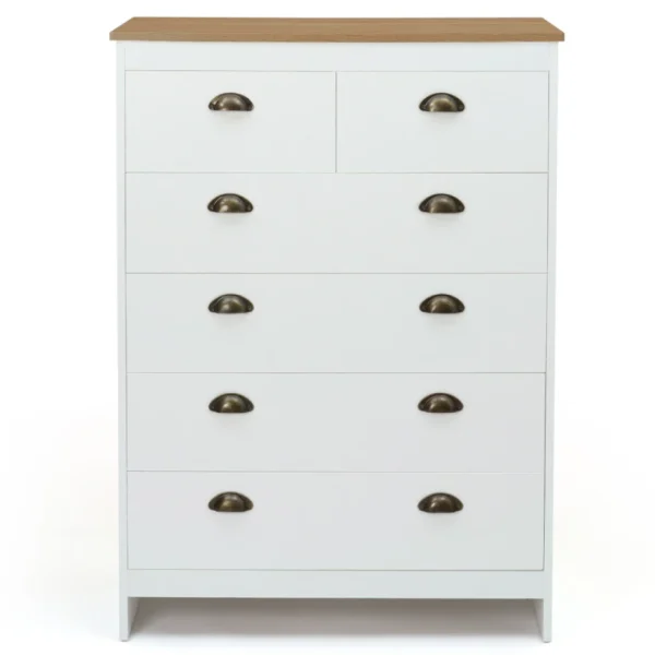 Idmarket Commode 6 Tiroirs Vintage ISIS Bois Et Blanc qualité supérieure 5