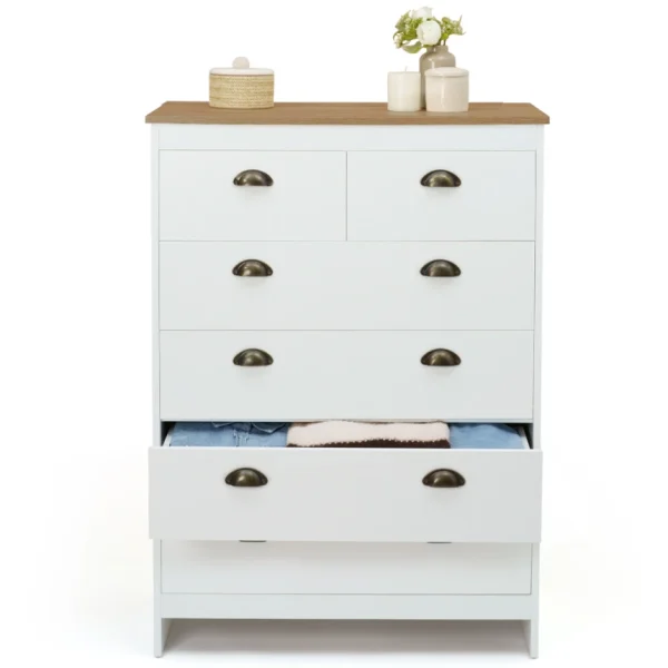 Idmarket Commode 6 Tiroirs Vintage ISIS Bois Et Blanc qualité supérieure 6