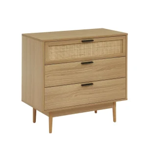Baita Commode AMANA Cannage Et Décor Bois 3 Tiroirs – L80cm dernière tendance 9