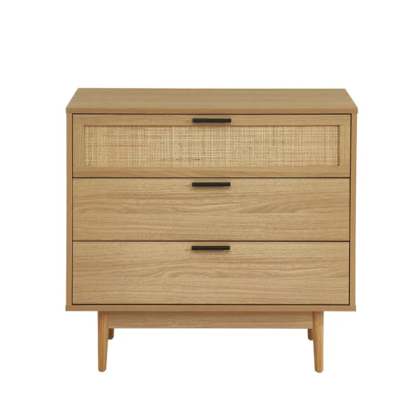 Baita Commode AMANA Cannage Et Décor Bois 3 Tiroirs – L80cm dernière tendance 5