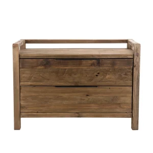 MACABANE Commode ANDRIAN 2 Tiroirs Bois Pin Recyclé à prix promos 34