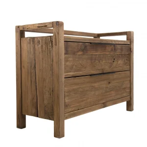 MACABANE Commode ANDRIAN 2 Tiroirs Bois Pin Recyclé à prix promos 20
