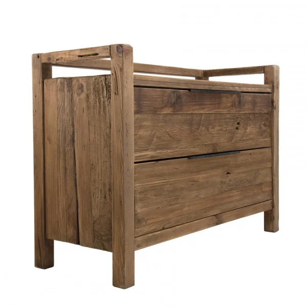 MACABANE Commode ANDRIAN 2 Tiroirs Bois Pin Recyclé à prix promos 5