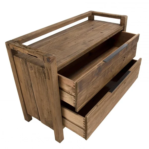 MACABANE Commode ANDRIAN 2 Tiroirs Bois Pin Recyclé à prix promos 6