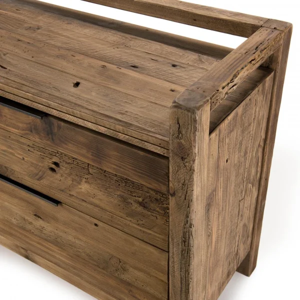MACABANE Commode ANDRIAN 2 Tiroirs Bois Pin Recyclé à prix promos 8