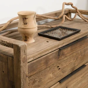 MACABANE Commode ANDRIAN 2 Tiroirs Bois Pin Recyclé à prix promos 28