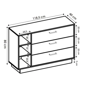 site en ligne Vente-unique Commode 3 Tiroirs Et 3 Niches – Coloris : Naturel Et Blanc – LEANDRE 13