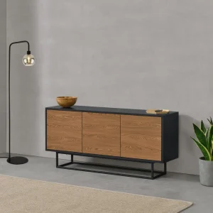 Commode Boxholm 55 X 120 X 30 Cm Noir Effet Bois Foncé [en.casa] site pas cher 9