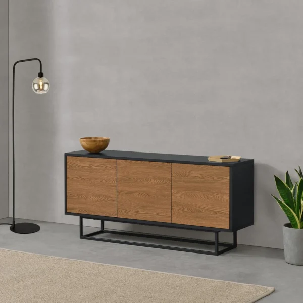 Commode Boxholm 55 X 120 X 30 Cm Noir Effet Bois Foncé [en.casa] site pas cher 3