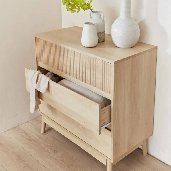 boutique paris Commode De Rangement Décor Bois, 3 Tiroirs L Alice’s Garden 4
