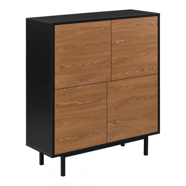 Achat En.casa Commode Gnosjö à 4 Portes 93 X 80 X 30 Cm Noir Effet Bois Foncé [en… 1