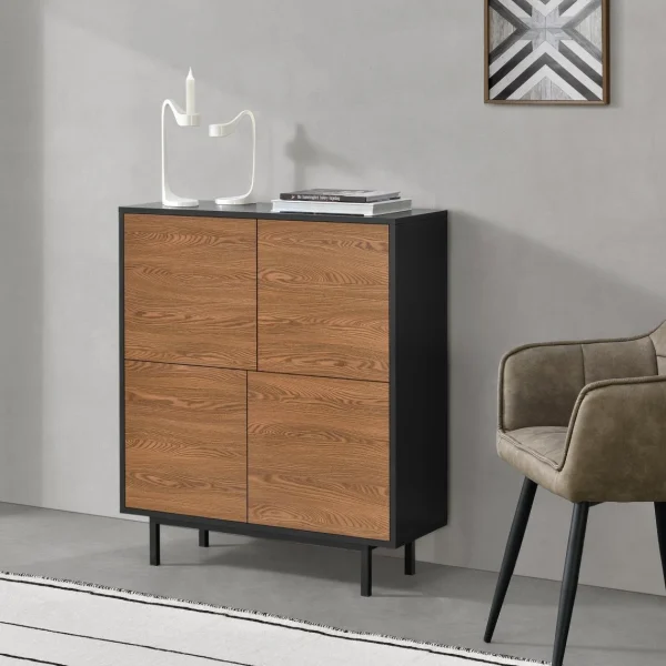 Achat En.casa Commode Gnosjö à 4 Portes 93 X 80 X 30 Cm Noir Effet Bois Foncé [en… 3