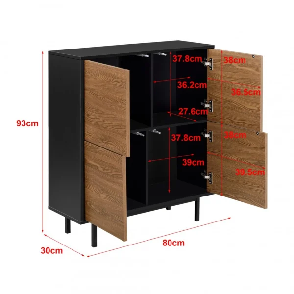 Achat En.casa Commode Gnosjö à 4 Portes 93 X 80 X 30 Cm Noir Effet Bois Foncé [en… 5