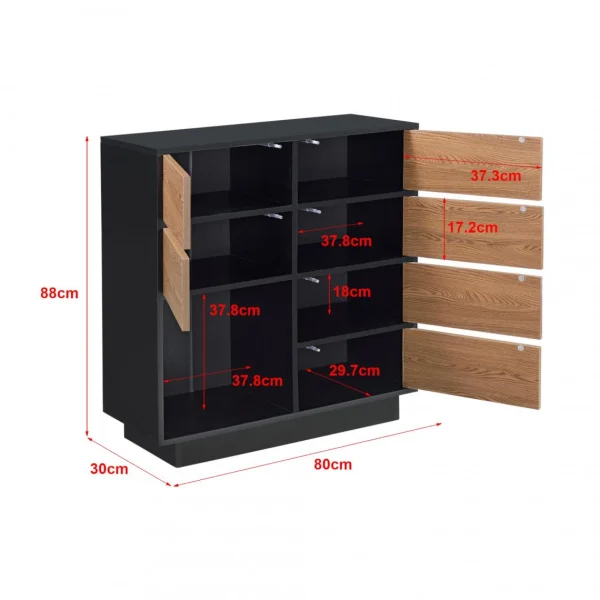 boutique paris Commode Krokom 88 X 80 X 30 Cm Noir Effet Bois Foncé [en.casa] 5