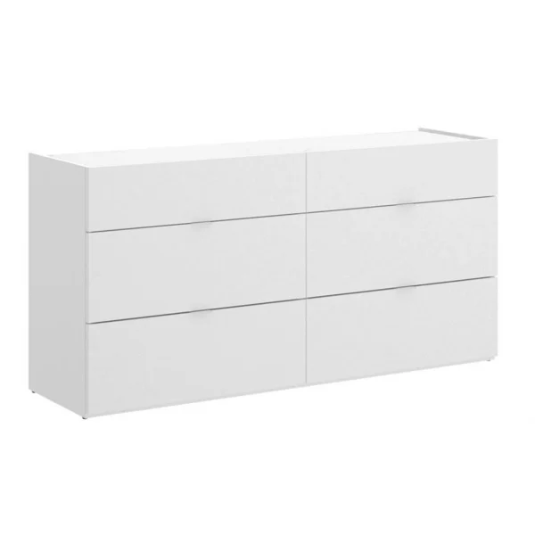Vente Pegane Commode Meuble De Rangement 6 Tiroirs coloris Blanc – Longueur 120 … 1