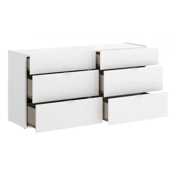 Vente Pegane Commode Meuble De Rangement 6 Tiroirs coloris Blanc – Longueur 120 … 3