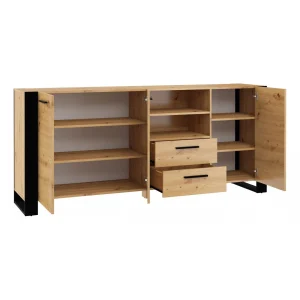 Bim Furniture Commode Nuka D 197 Cm Buffet Haut En Chêne Artisan Noir magasin paris 9