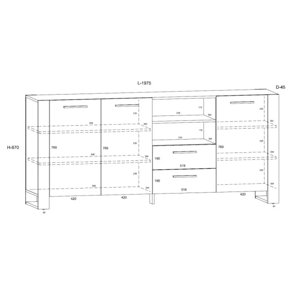 Bim Furniture Commode Nuka D 197 Cm Buffet Haut En Chêne Artisan Noir magasin paris 4
