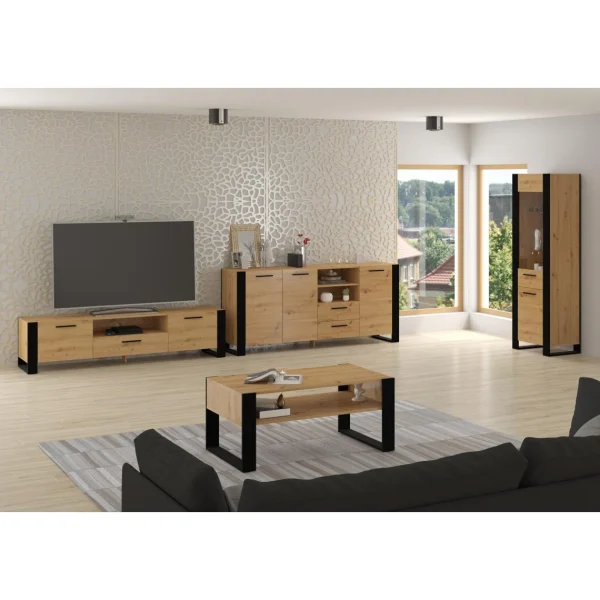Bim Furniture Commode Nuka D 197 Cm Buffet Haut En Chêne Artisan Noir magasin paris 5