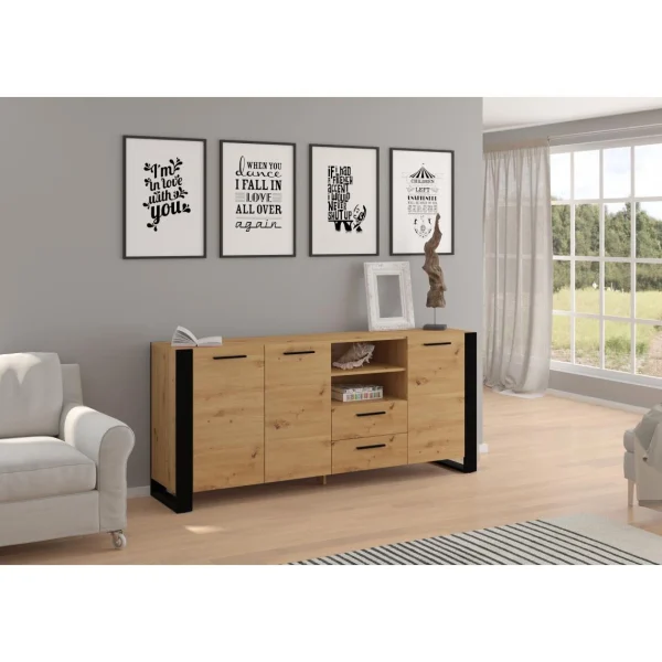 Bim Furniture Commode Nuka D 197 Cm Buffet Haut En Chêne Artisan Noir magasin paris 6