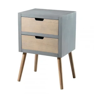 MACABANE Chevet 2 Tiroirs – Gris magasins pour 7