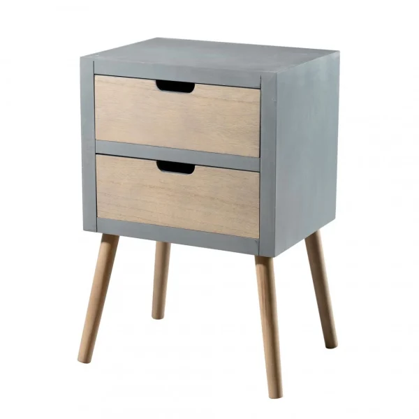 MACABANE Chevet 2 Tiroirs – Gris magasins pour 3