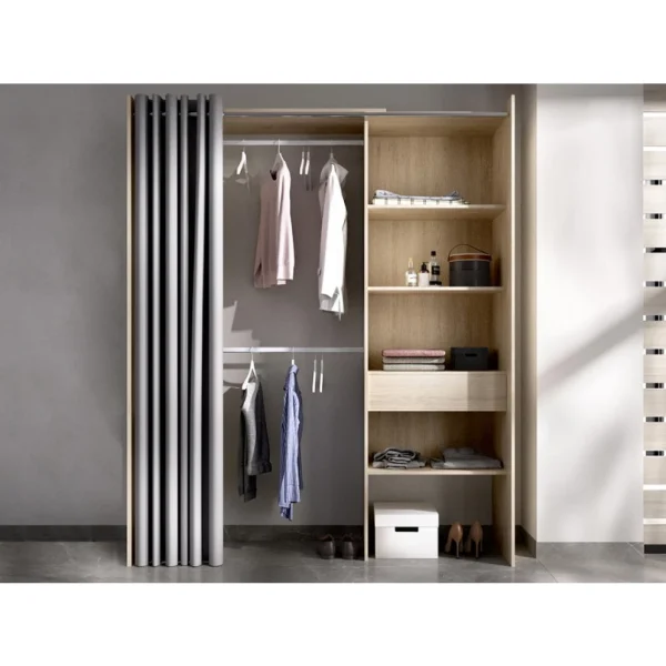 Vente-unique Dressing Extensible LAURENT – L.110/160 Cm – Coloris : Chêne Et Gris nouveau produit 3