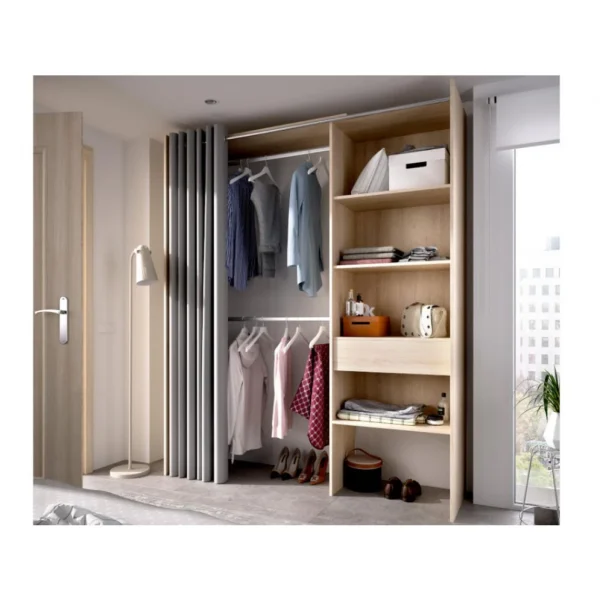 Vente-unique Dressing Extensible LAURENT – L.110/160 Cm – Coloris : Chêne Et Gris nouveau produit 4