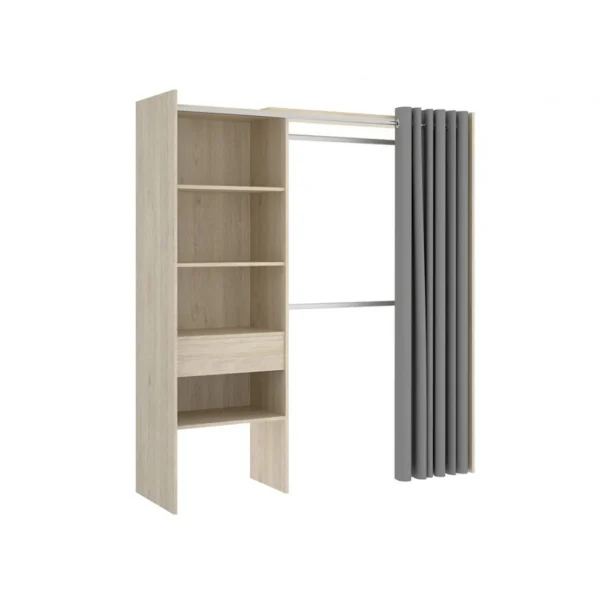 Vente-unique Dressing Extensible LAURENT – L.110/160 Cm – Coloris : Chêne Et Gris nouveau produit 6