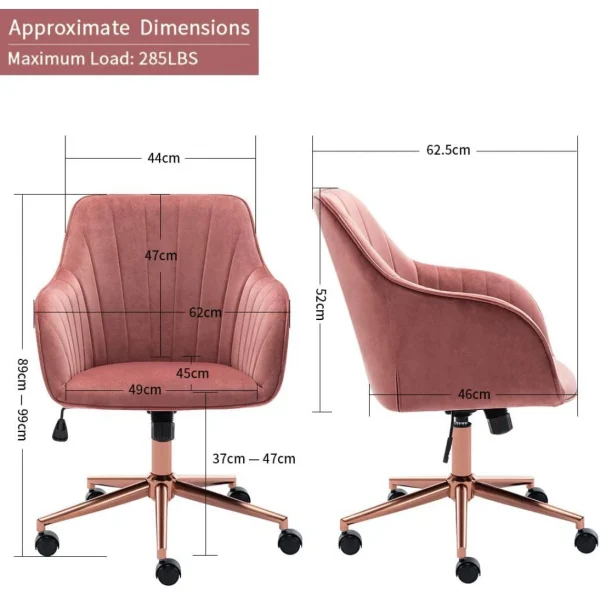 des prix incroyables Decoshop26 Fauteuil Chaise De Bureau Pivotante Design En Velours Rose Structure M… 3