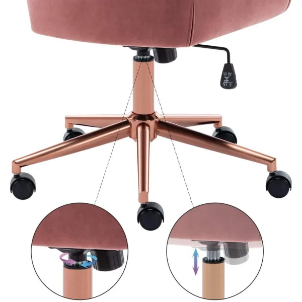 des prix incroyables Decoshop26 Fauteuil Chaise De Bureau Pivotante Design En Velours Rose Structure M… 5