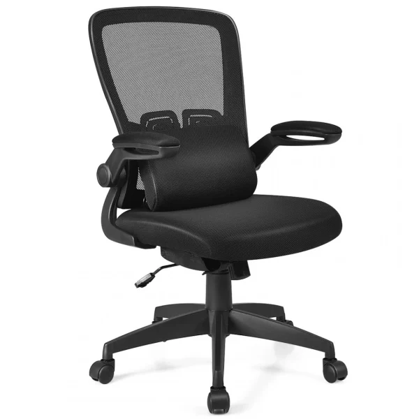 beauté Costway Fauteuil De Bureau Chaise Ergonomique Pivotante En Maille Avec Support… 1