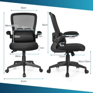 beauté Costway Fauteuil De Bureau Chaise Ergonomique Pivotante En Maille Avec Support… 15