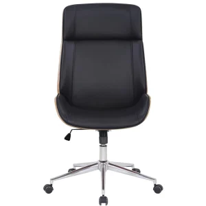 Decoshop26 Fauteuil De Bureau Dossier Haut Avec Roulettes Similicuir Noir Et Bois… Satisfait ou Remboursé 9