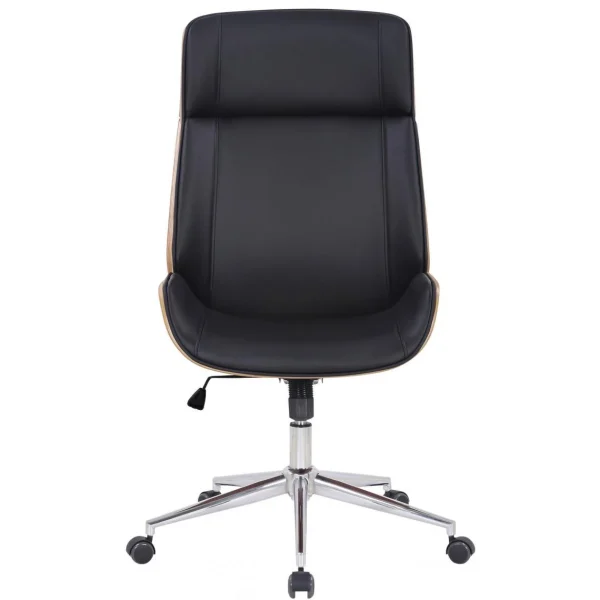 Decoshop26 Fauteuil De Bureau Dossier Haut Avec Roulettes Similicuir Noir Et Bois… Satisfait ou Remboursé 3