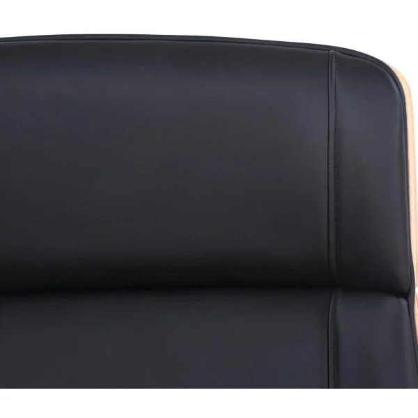 Decoshop26 Fauteuil De Bureau Dossier Haut Avec Roulettes Similicuir Noir Et Bois… Satisfait ou Remboursé 6