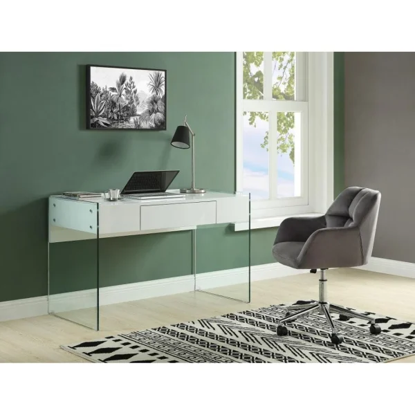 Vente-unique Chaise De Bureau – Velours – Gris – Hauteur Réglable – PEGA Acheter Maintenant 1