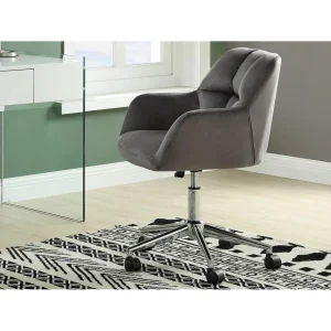 Vente-unique Chaise De Bureau – Velours – Gris – Hauteur Réglable – PEGA Acheter Maintenant 9