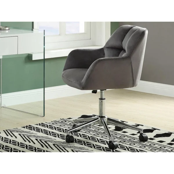 Vente-unique Chaise De Bureau – Velours – Gris – Hauteur Réglable – PEGA Acheter Maintenant 3