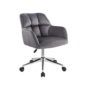 Vente-unique Chaise De Bureau – Velours – Gris – Hauteur Réglable – PEGA Acheter Maintenant 11