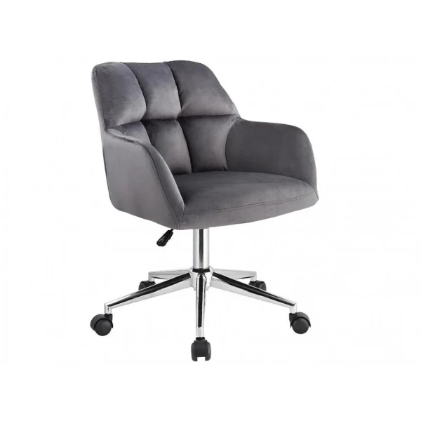 Vente-unique Chaise De Bureau – Velours – Gris – Hauteur Réglable – PEGA Acheter Maintenant 4