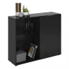 FMD Commode Avec 1 Porte Et étagère Ouverte Noir prix pas cher 17