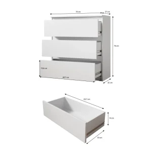 site pas cher Furnix Commode / Meuble De Rangement ARENAL Avec 3 Tiroirs 70 X 37 X 7… 10