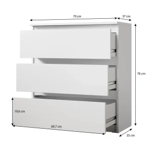 site pas cher Furnix Commode / Meuble De Rangement ARENAL Avec 3 Tiroirs 70 X 37 X 7… 12