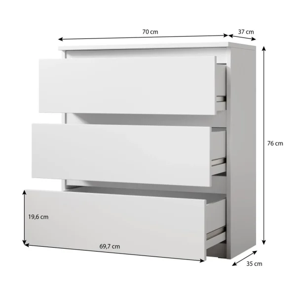 site pas cher Furnix Commode / Meuble De Rangement ARENAL Avec 3 Tiroirs 70 X 37 X 7… 5