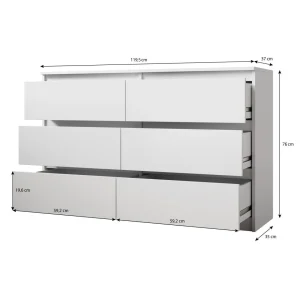 Acheter Furnix Commode / Meuble De Rangement ARENAL Avec 6 Tiroirs 119 X 37 X … 10