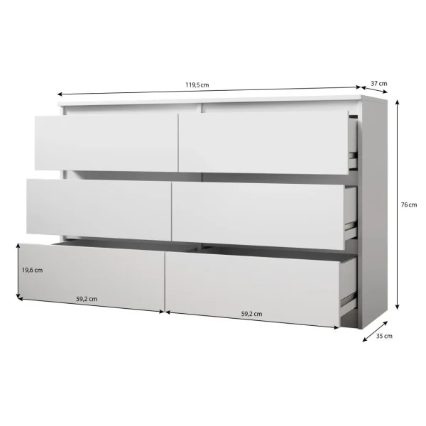 Acheter Furnix Commode / Meuble De Rangement ARENAL Avec 6 Tiroirs 119 X 37 X … 4
