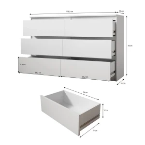 Acheter Furnix Commode / Meuble De Rangement ARENAL Avec 6 Tiroirs 119 X 37 X … 12
