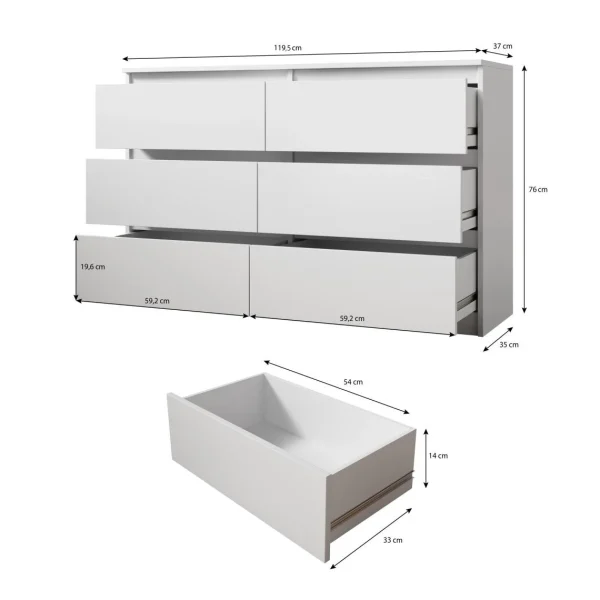 Acheter Furnix Commode / Meuble De Rangement ARENAL Avec 6 Tiroirs 119 X 37 X … 5